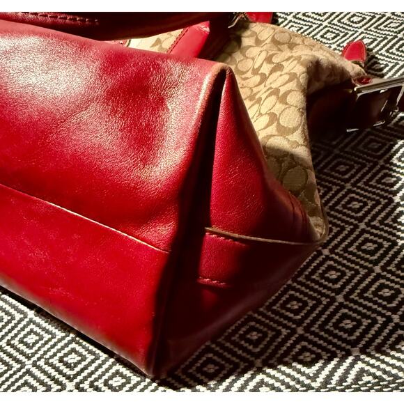 Coach Womens Bag Red Signature C Molly Satchel Shoulder Vintage Handbag Purse - Picture 10 of 12